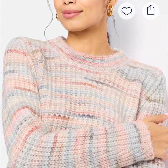 Lush Multicolor Knit Women's Crew Neck Sweater Medium - Picture 2 of 11